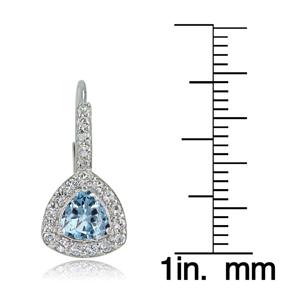 Sterling Silver Blue Topaz & White Topaz Trillion-Cut Leverback Earrings-3
