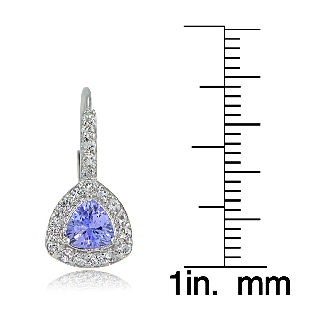 Sterling Silver Tanzanite & White Topaz Trillion-Cut Leverback Earrings-3