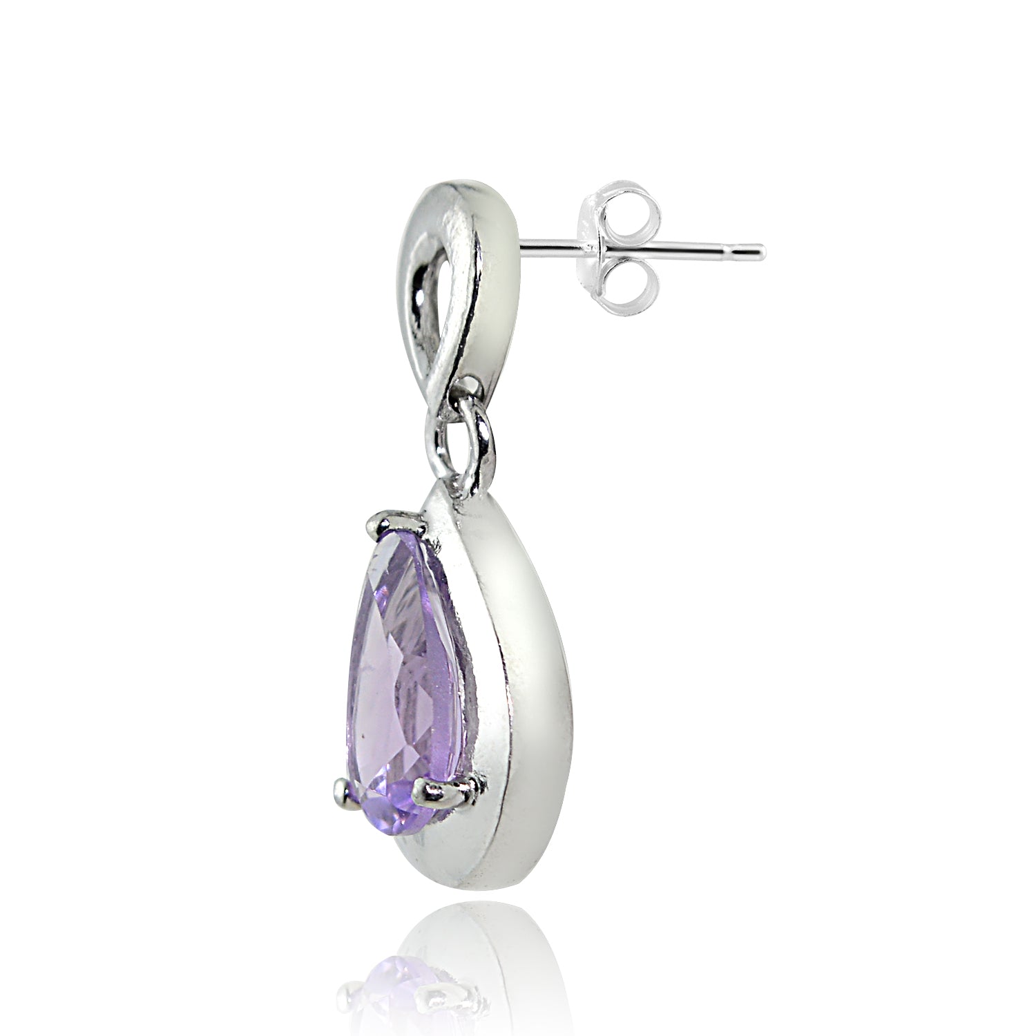 Sterling Silver 2ct TGW Amethyst Double Teardrop Earrings-2
