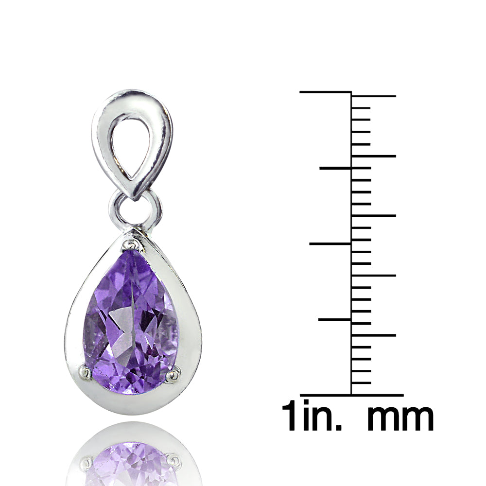 Sterling Silver 2ct TGW Amethyst Double Teardrop Earrings-3