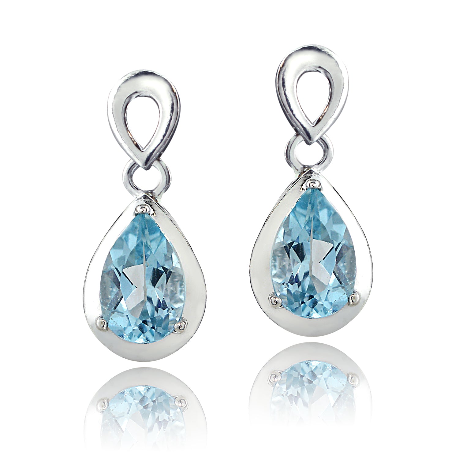 Sterling Silver 2ct TGW Blue Topaz Double Teardrop Earrings