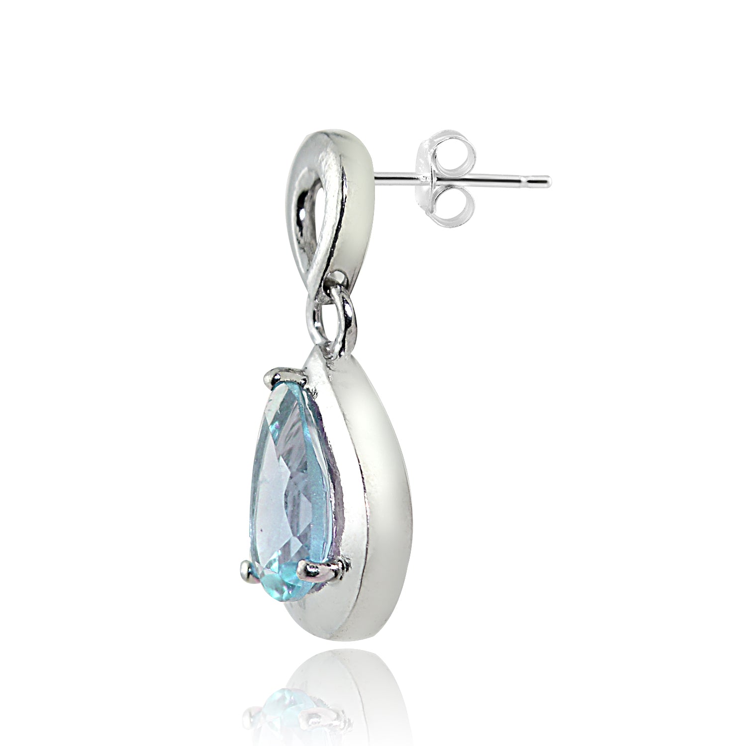 Sterling Silver 2ct TGW Blue Topaz Double Teardrop Earrings-2