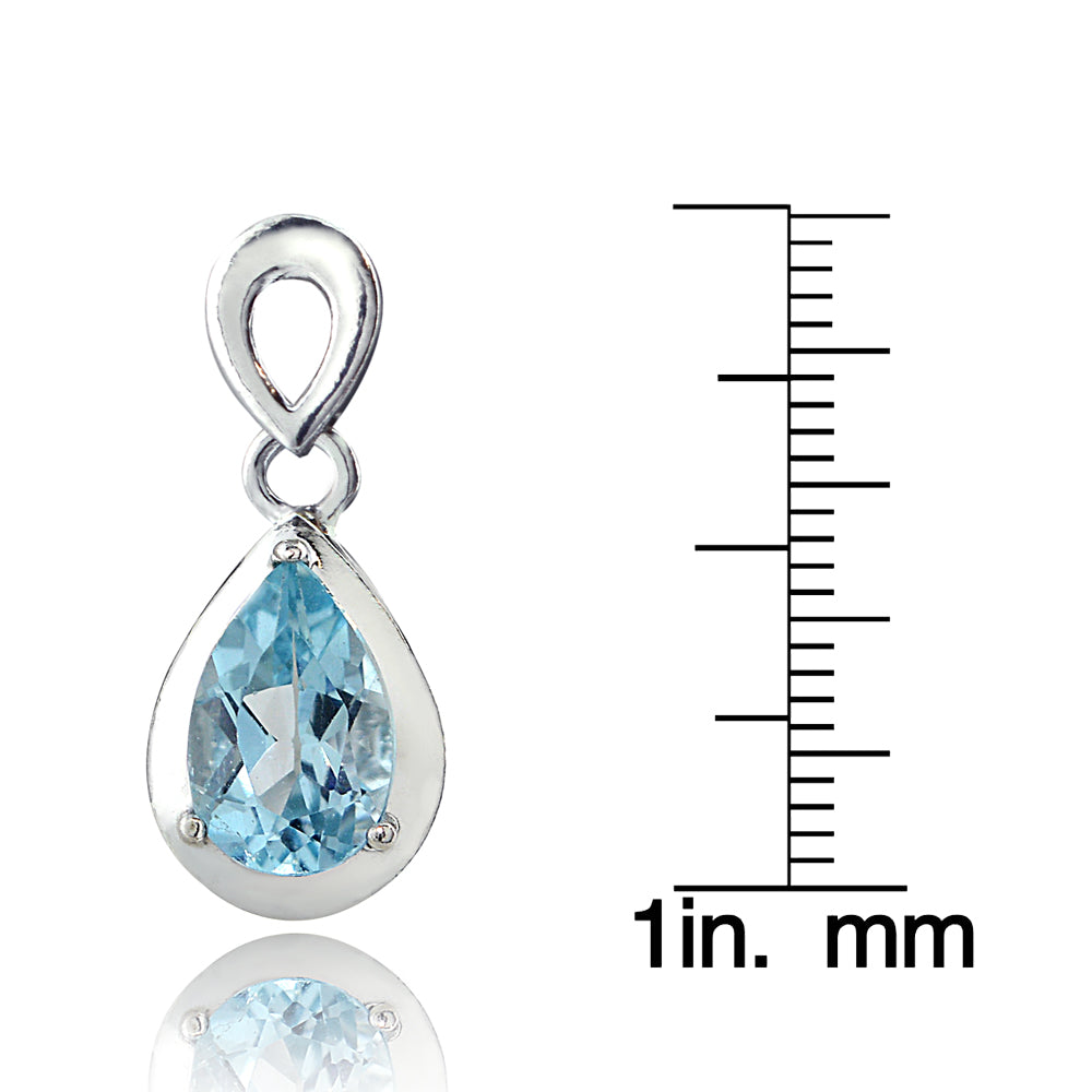 Sterling Silver 2ct TGW Blue Topaz Double Teardrop Earrings-3