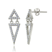 Sterling Silver Cubic Zirconia Double Triangle Earrings