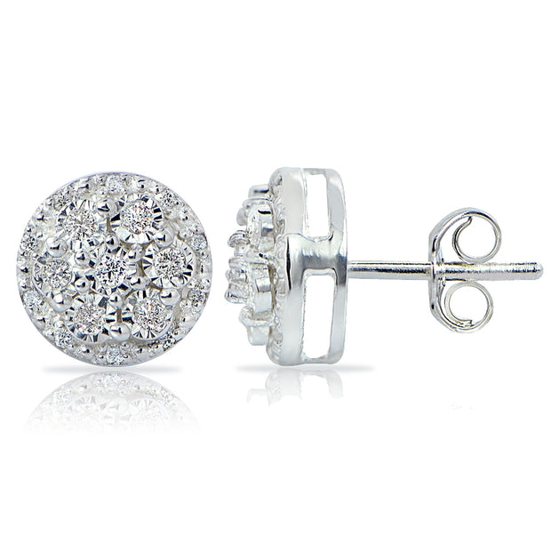 Sterling Silver 0.25ct tdw Diamond Miracle Set Cluster Earrings