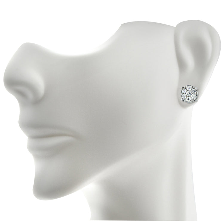 Sterling Silver 0.60ct tdw Diamond Cluster Earrings