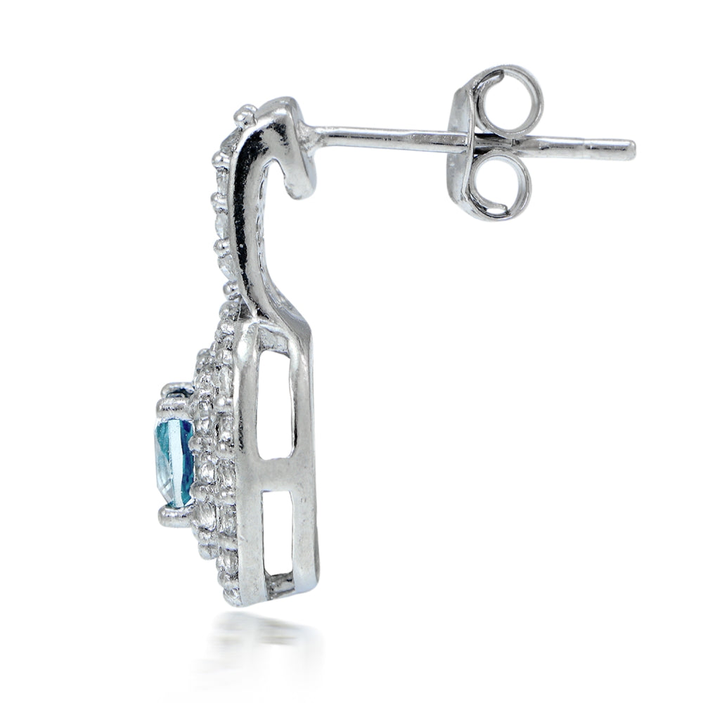 Sterling Silver 1.4ct Blue & White Topaz Cushion-Cut Earrings-2
