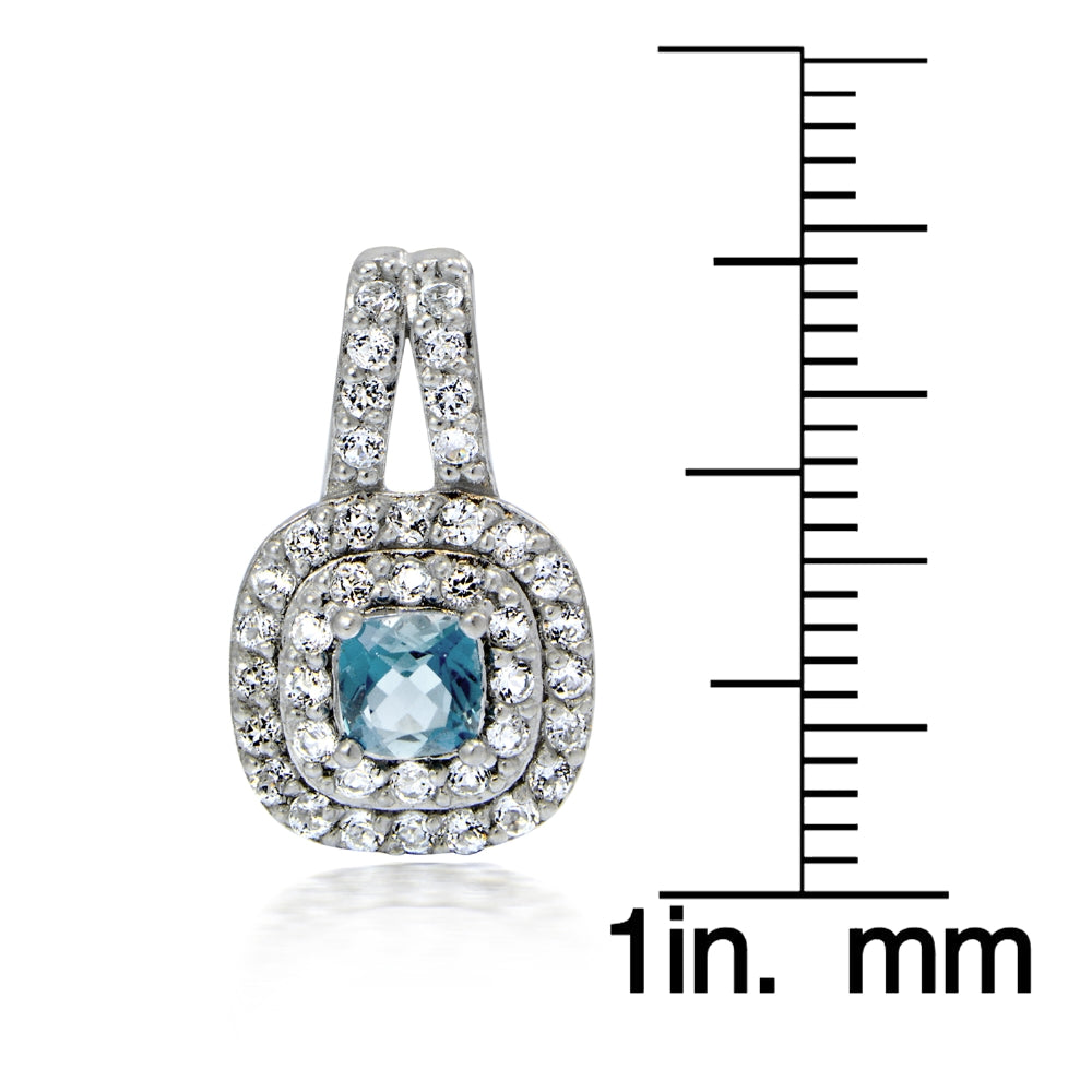 Sterling Silver 1.4ct Blue & White Topaz Cushion-Cut Earrings-3
