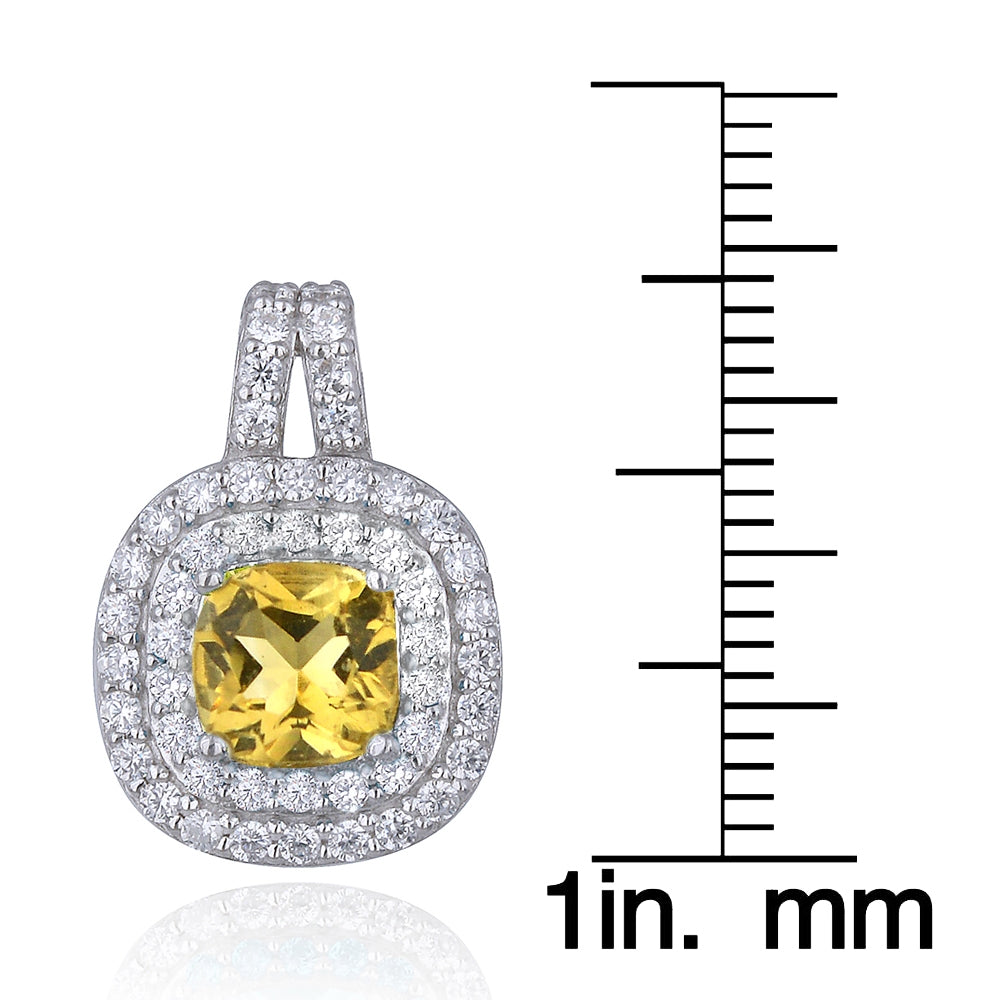 Sterling Silver 1.3 ct Citrine & White Topaz Cushion-Cut Earrings-3