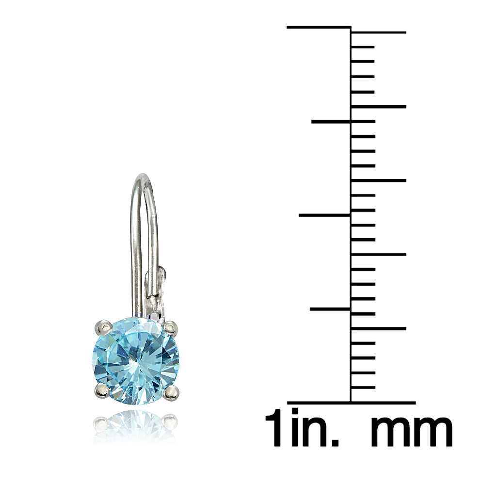 Sterling Silver 2ct TGW Blue Topaz 6mm Round Leverback Earrings-3
