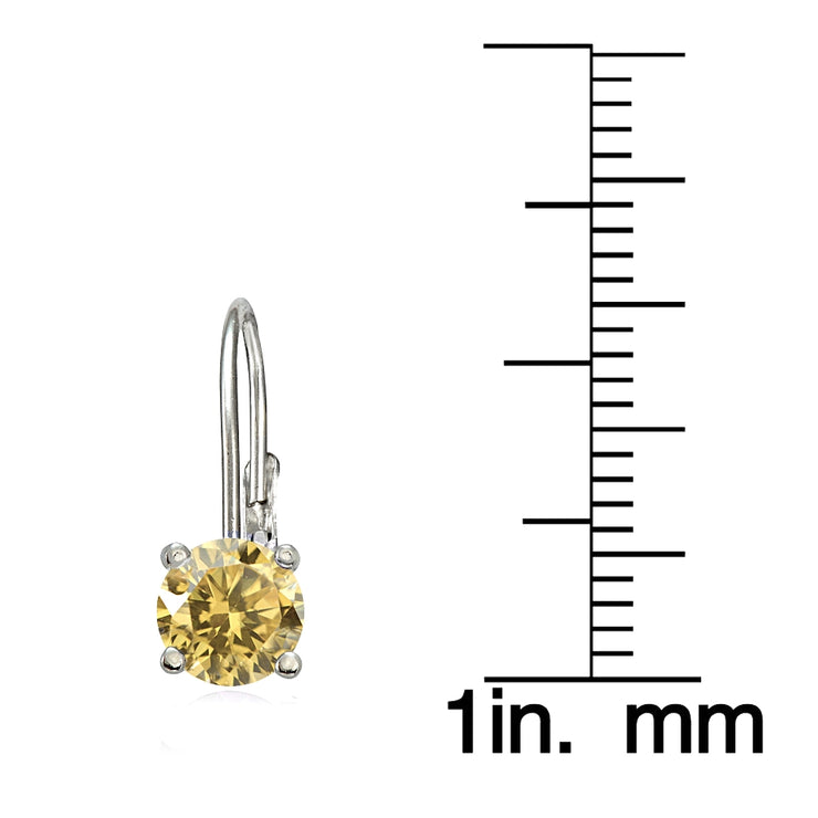 Sterling Silver 1.5ct TGW Citrine 6mm Round Leverback Earrings