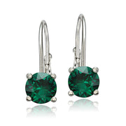 Sterling Silver 1.6ct Created Emerald Leverback Earrings