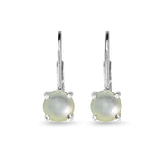 Sterling Silver Polished Created Mother of Pearl 6mm Round-cut Leverback Earrings