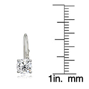 Sterling Silver Cubic Zirconia 6mm Round Leverback Earrings
