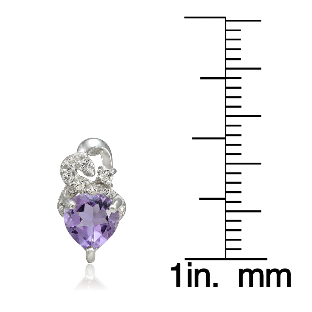 Sterling Silver 1.3ct Amethyst & White Topaz Double Heart Earrings-3
