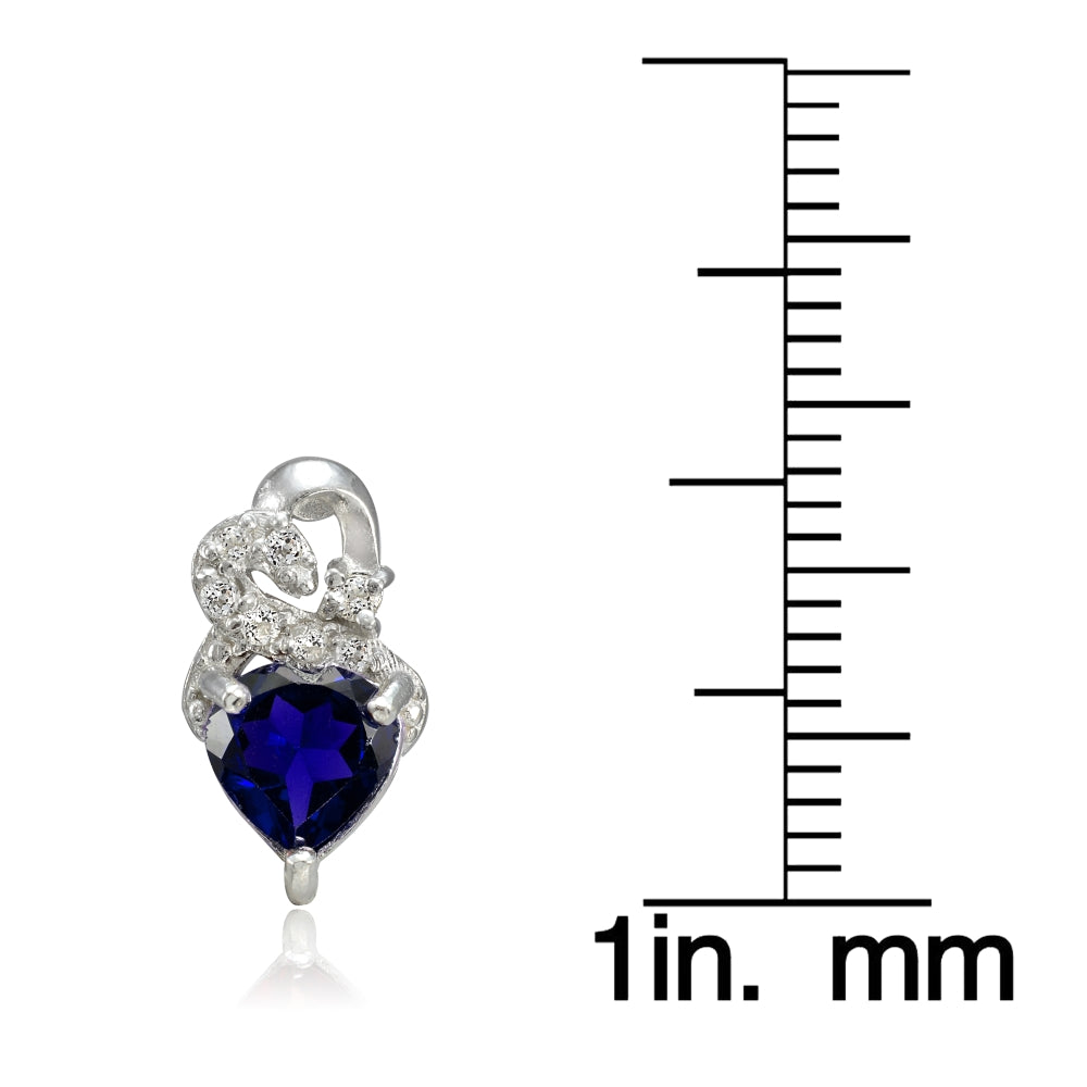 Sterling Silver 1.6ct Created Sapphire & White Topaz Double Heart Earrings-3