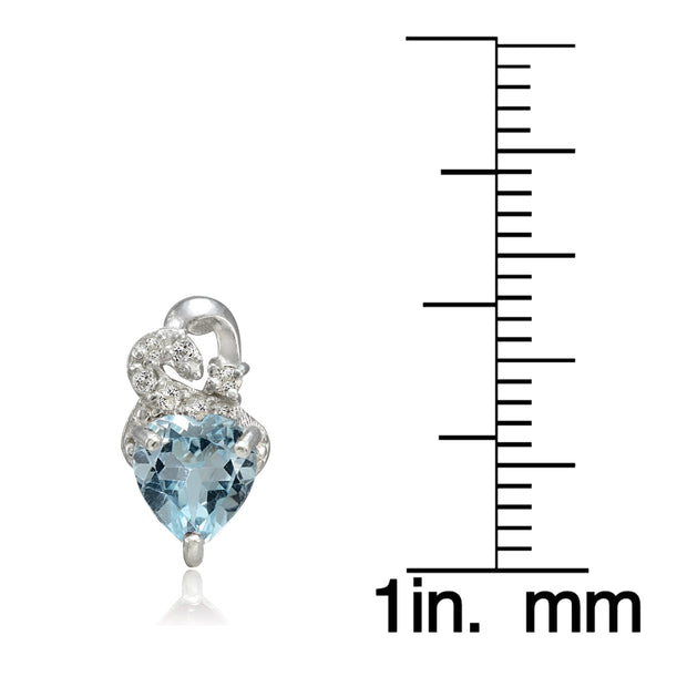 Sterling Silver 1.85ct Blue Topaz & White Topaz Double Heart Earrings