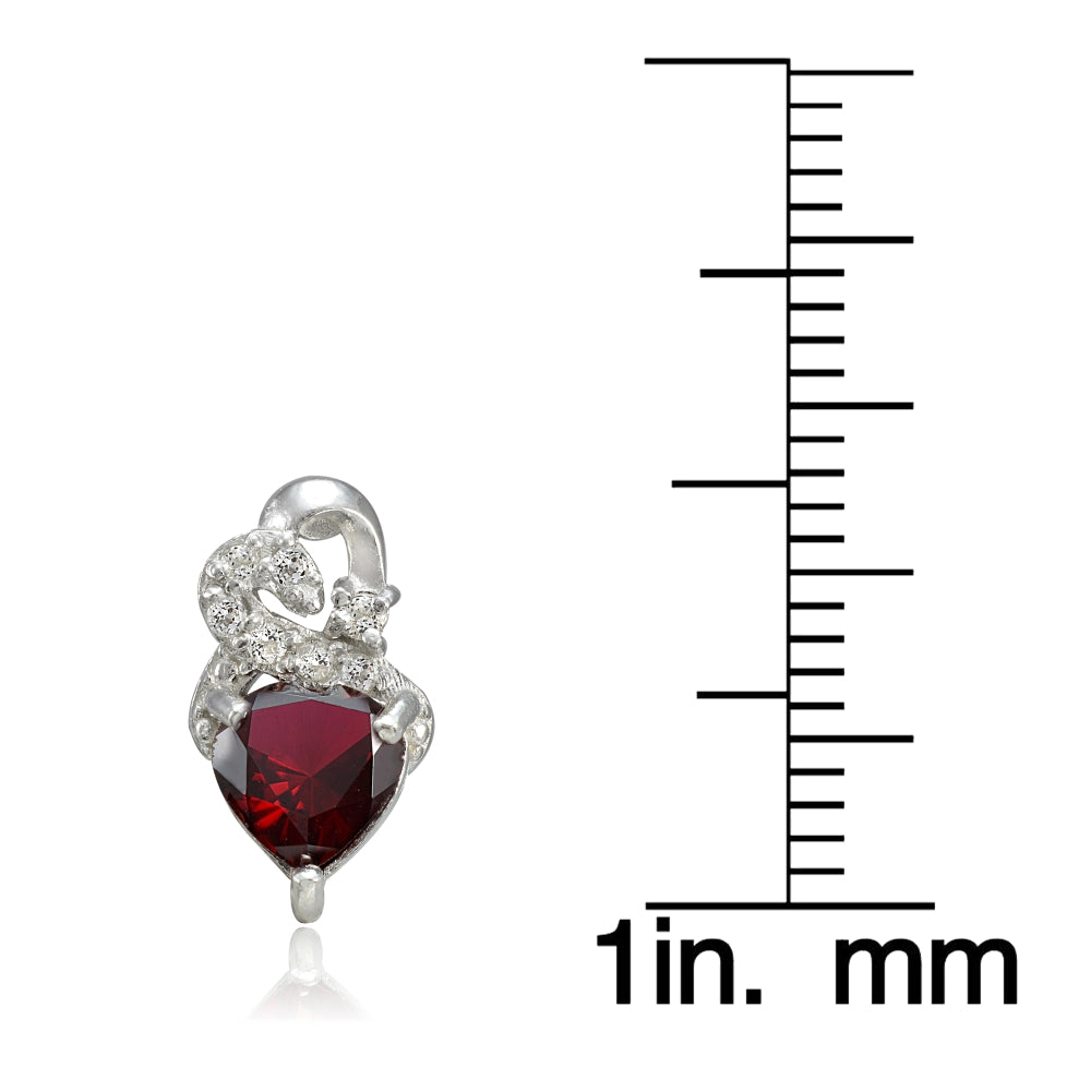 Sterling Silver 1.65ct Created Ruby & White Topaz Double Heart Earrings-3