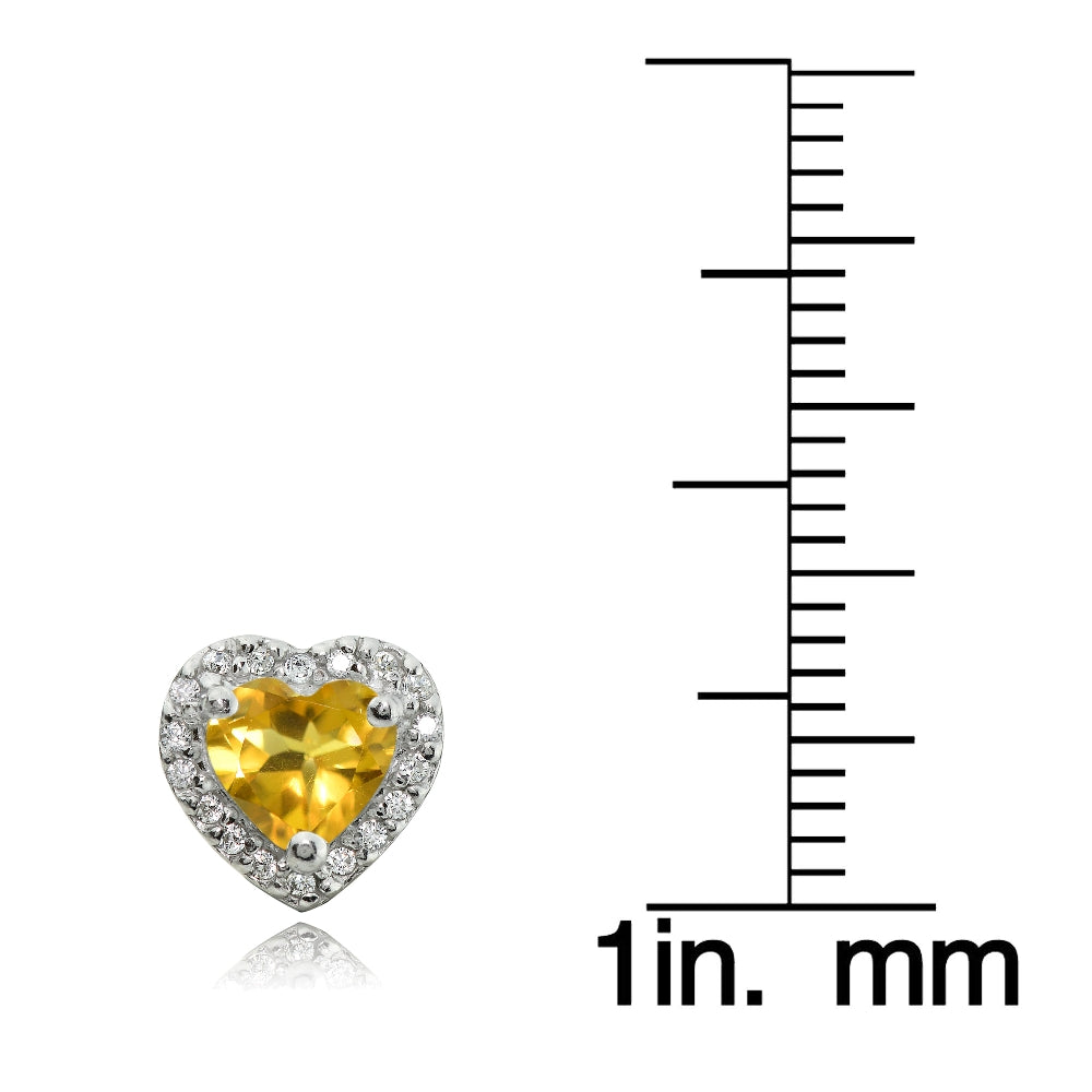 Sterling Silver 1.25ct Citrine and White Topaz Heart Stud Earrings-3