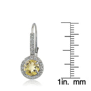 Sterling Silver Citrine and White Topaz Round Leverback Earrings