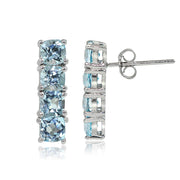 Sterling Silver Blue Topaz Bar Drop Earrings