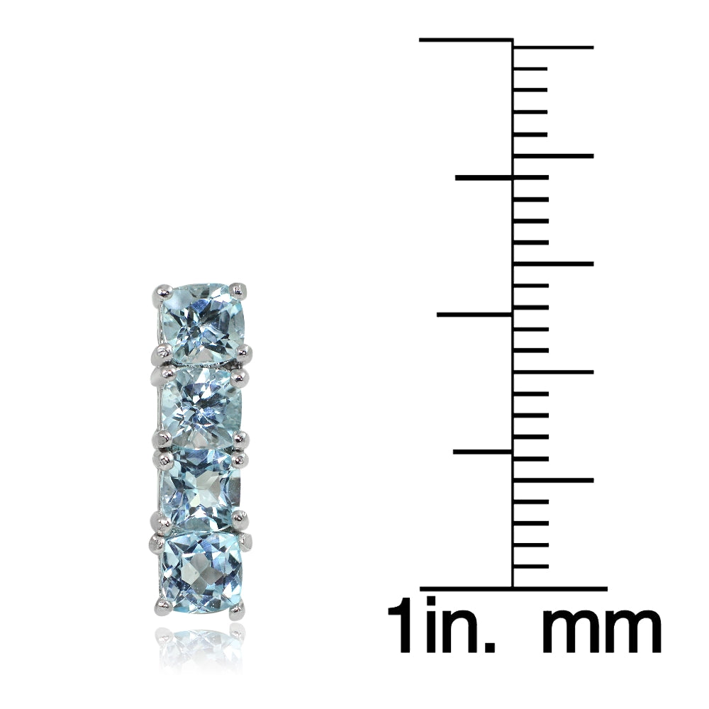 Sterling Silver Blue Topaz Bar Drop Earrings-4
