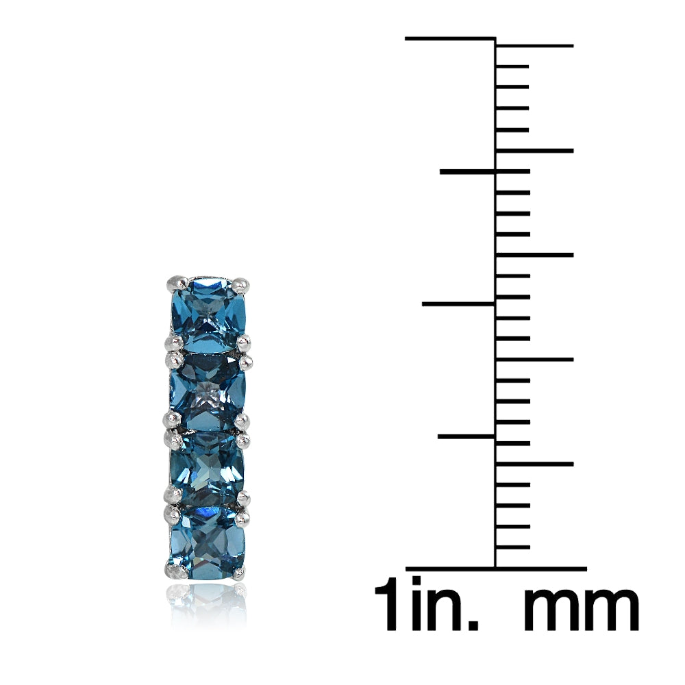 Sterling Silver London Blue Topaz Bar Drop Earrings-4