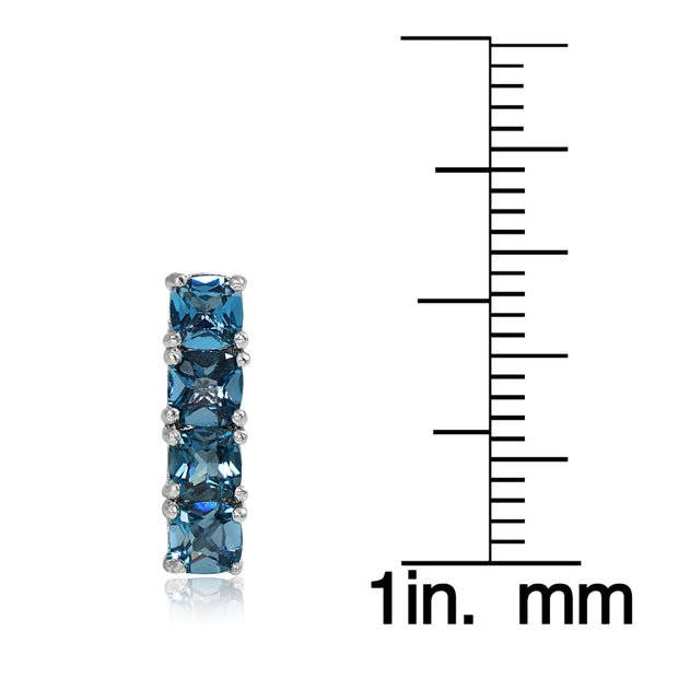 Sterling Silver London Blue Topaz Bar Drop Earrings