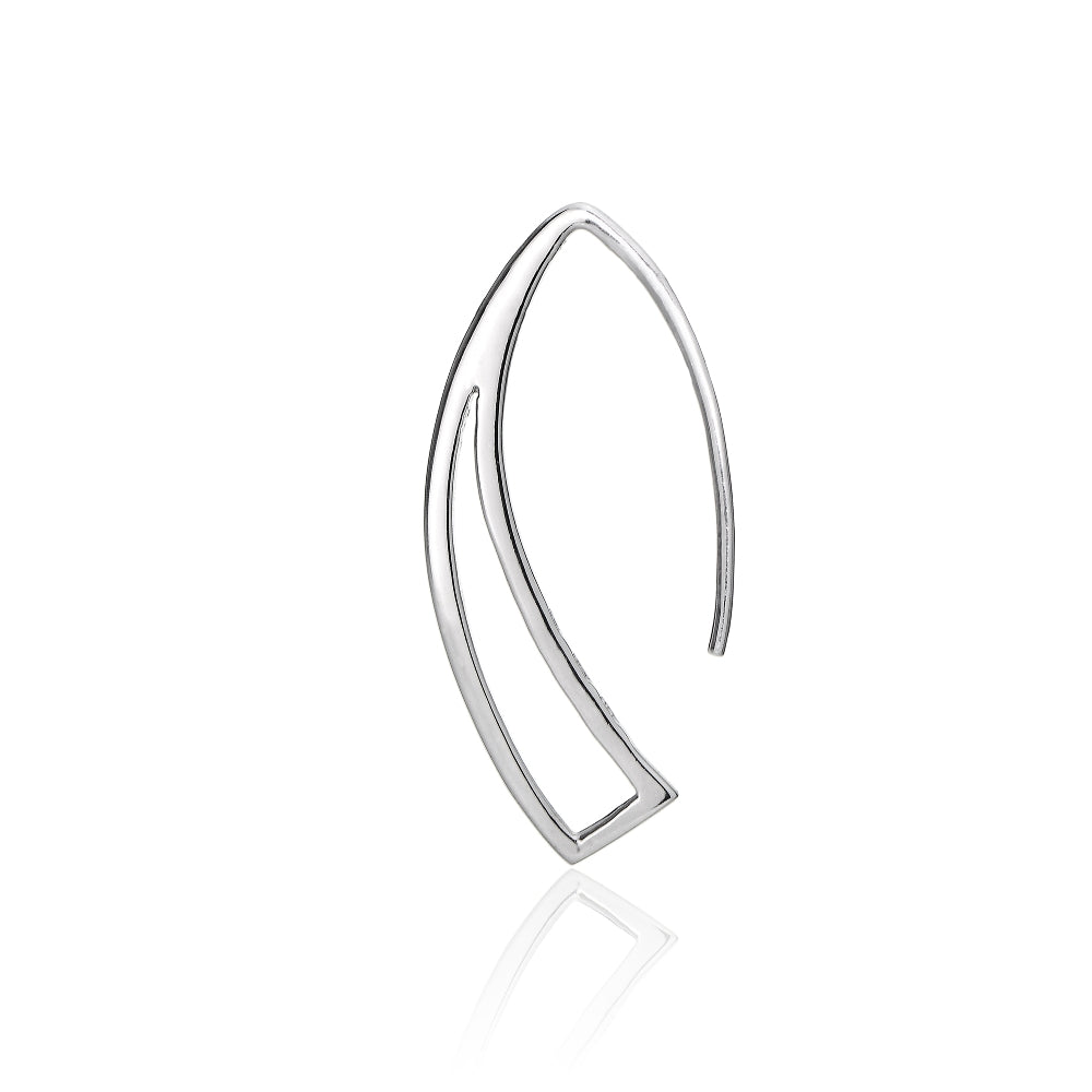Sterling Silver Geometric Polished Hook Earrings-3