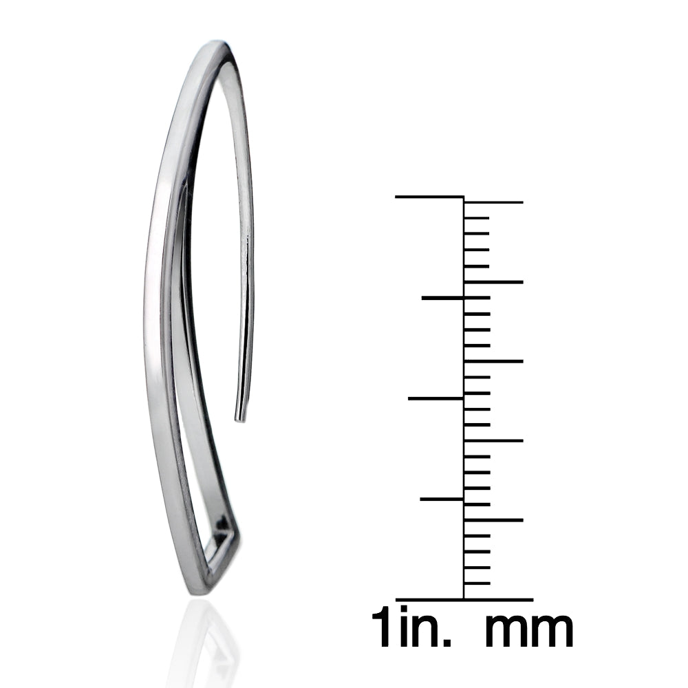 Sterling Silver Geometric Polished Hook Earrings-4