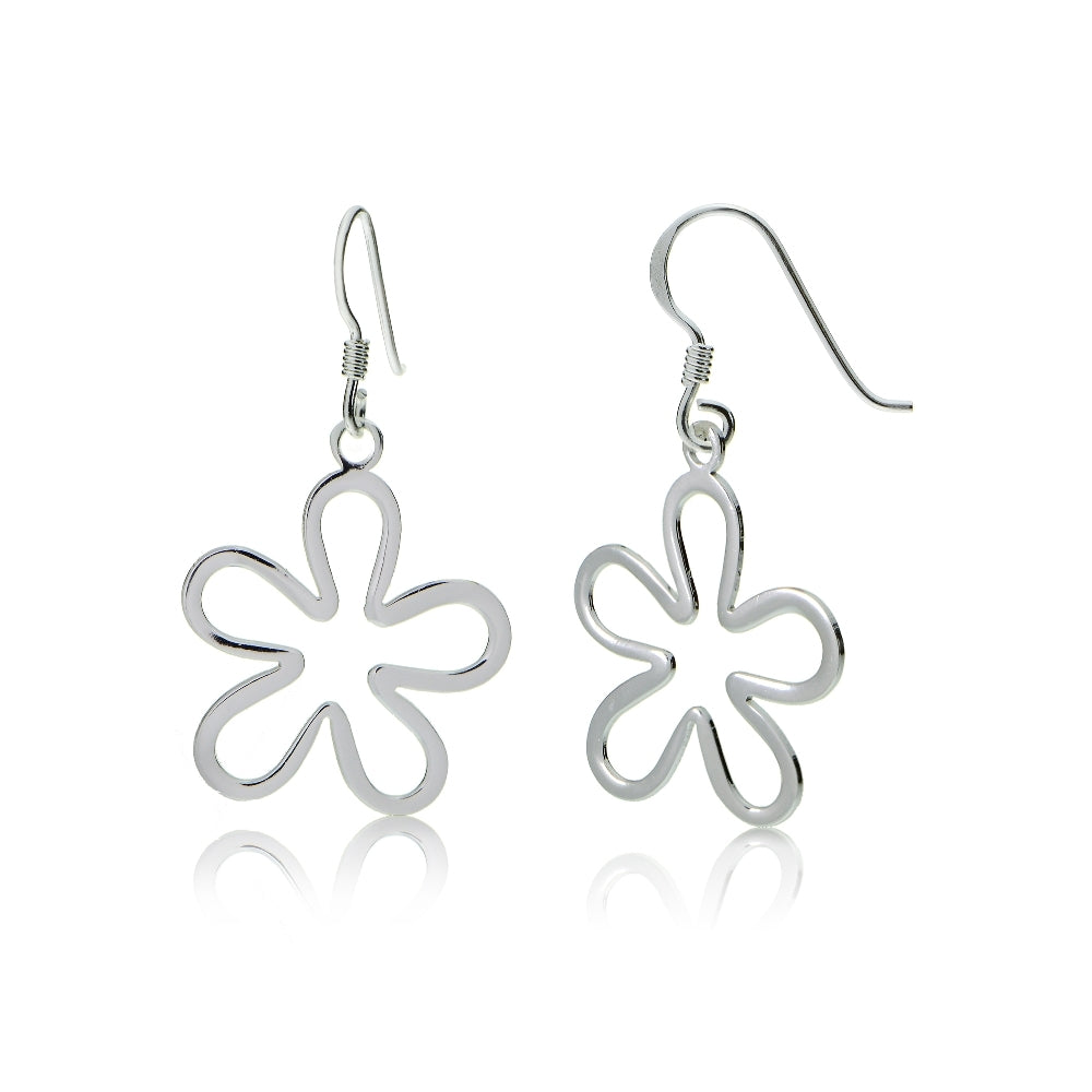 Sterling Silver Flower Polished Earrings