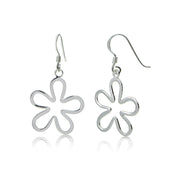 Sterling Silver Flower Polished Earrings