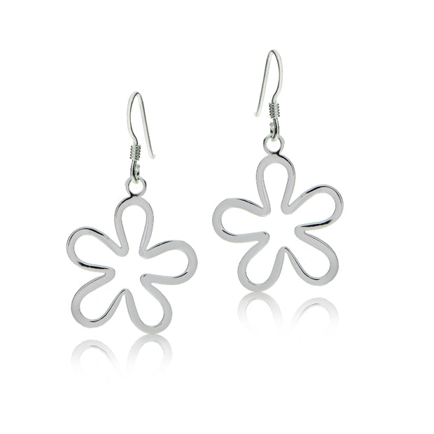 Sterling Silver Flower Polished Earrings