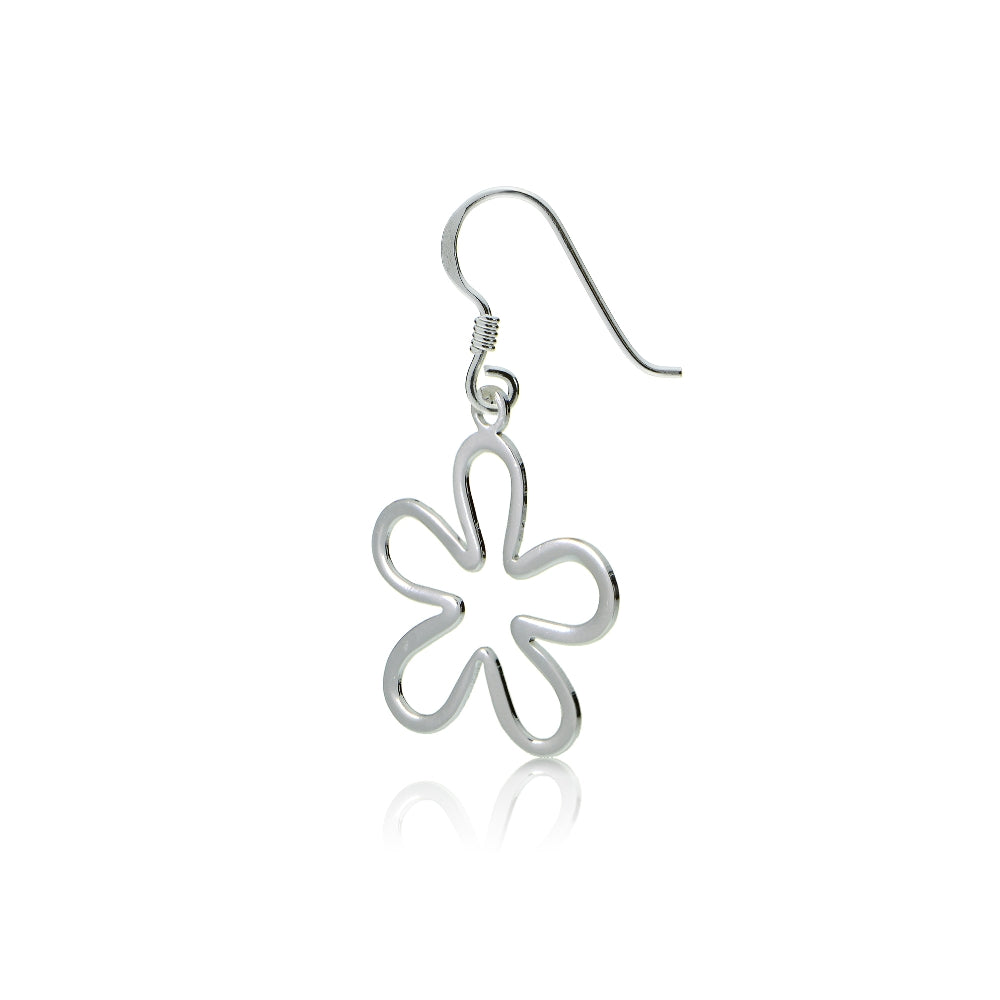 Sterling Silver Flower Polished Earrings-3