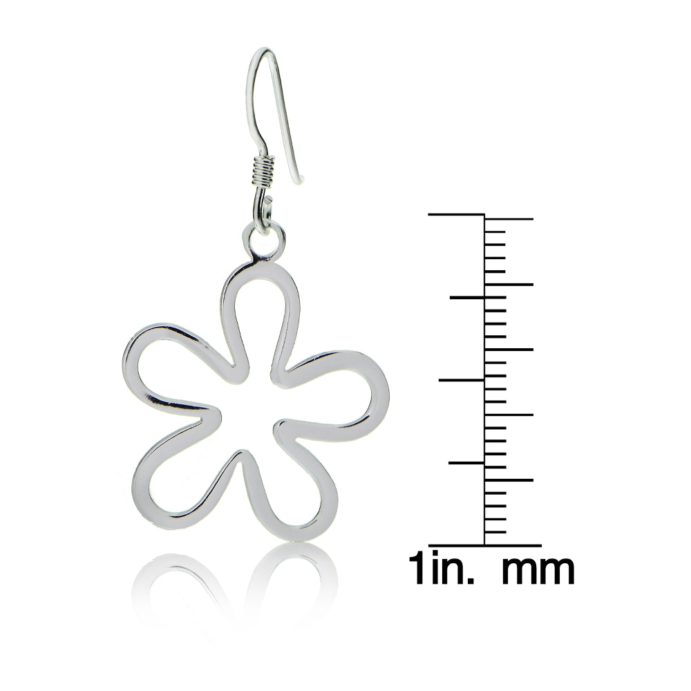 Sterling Silver Flower Polished Earrings-4