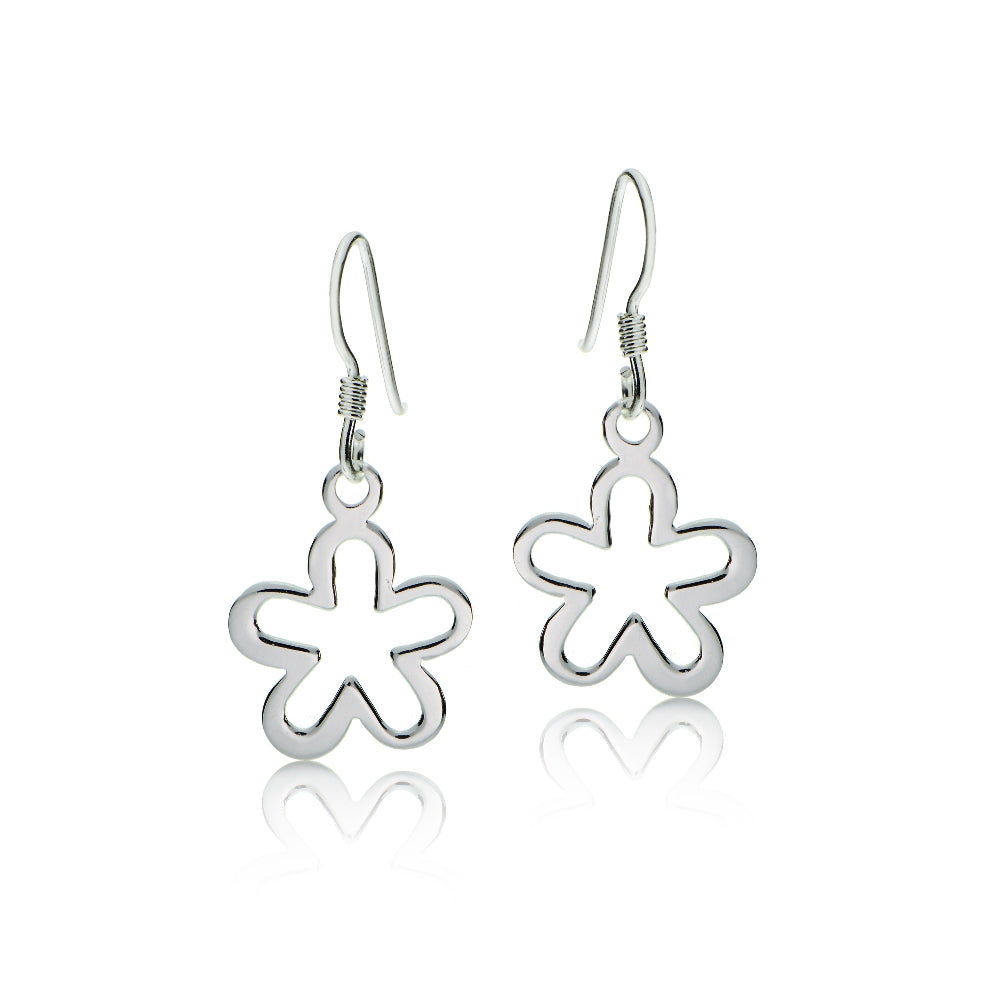 Sterling Silver Small Flower Polished Earrings-2
