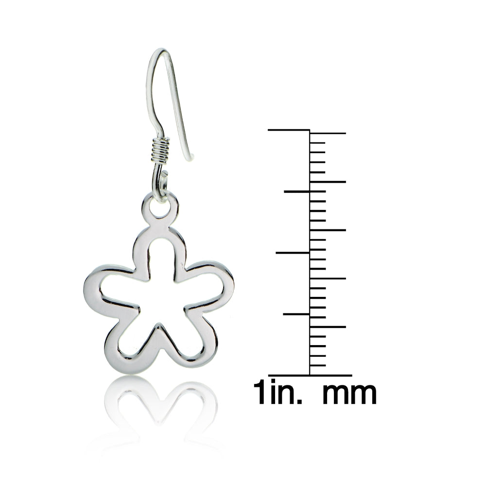 Sterling Silver Small Flower Polished Earrings-4