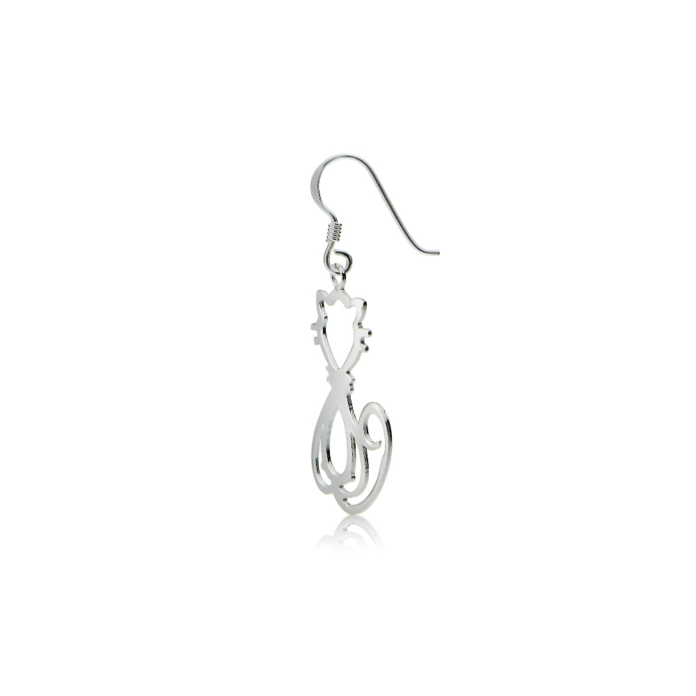 Sterling Silver Cat Polished Earrings-3