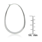 Sterling Silver Flat Thin Oval Polished Hoop Earring