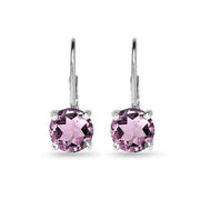 Sterling Silver Polished Created Alexandrite 7mm Round Dainty Leverback Earrings