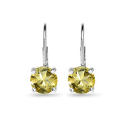 Sterling Silver Polished Citrine 7mm Round Dainty Leverback Earrings