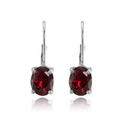 Sterling Silver Created Ruby 8x6mm Oval Leverback Earrings