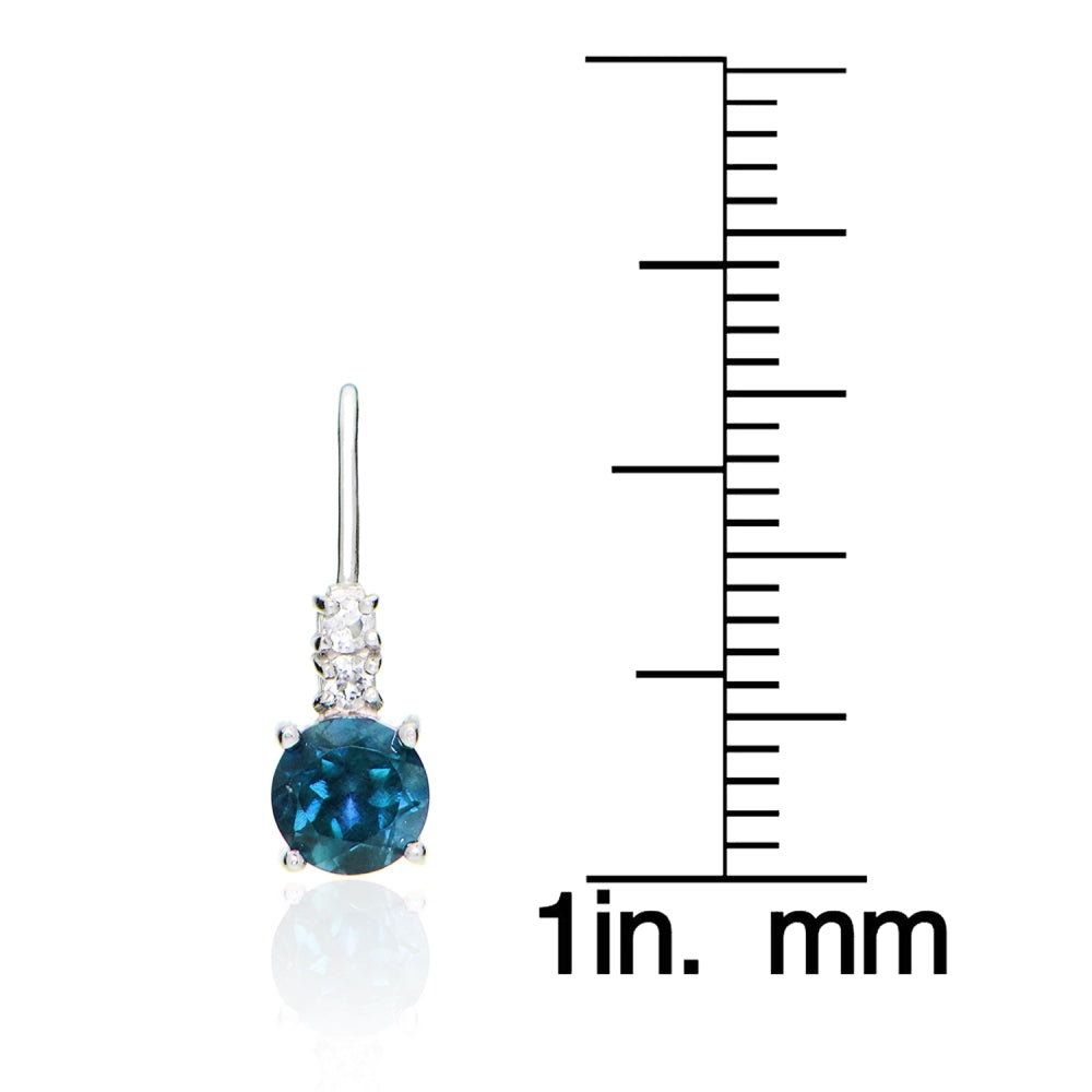 Sterling Silver 1.75ct TGW London Blue and White Topaz Round Leverback Earrings-3