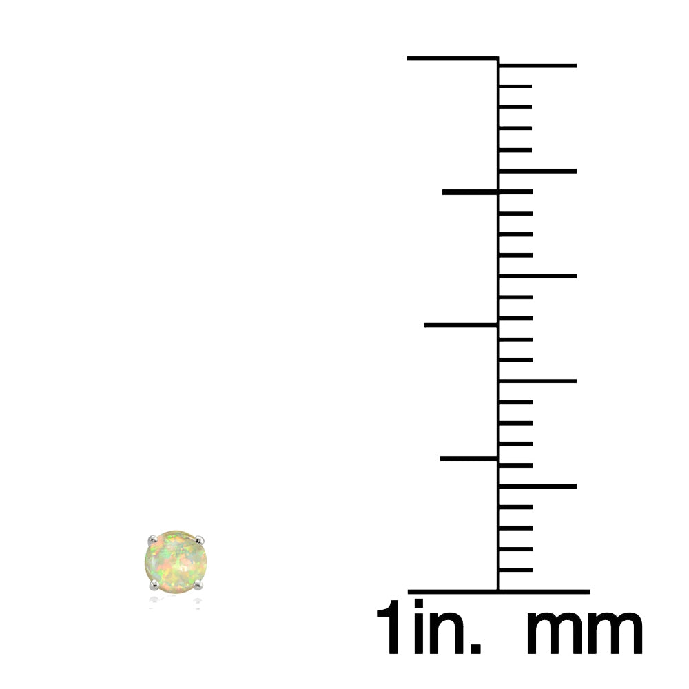 Sterling Silver Created White Opal 4.5mm Round Stud Earrings-4