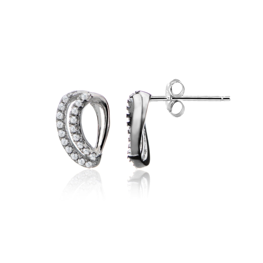 Sterling Silver Cubic Zirconia Dainty Stud Earrings