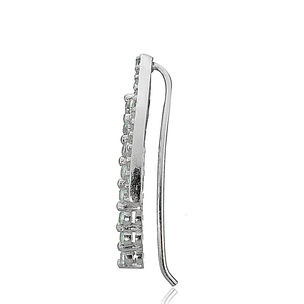 Sterling Silver Cubic Zirconia Three Stone Dangle or Drop Earrings-3