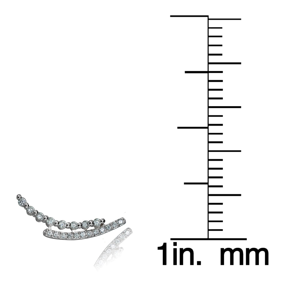 Sterling Silver Cubic Zirconia Three Stone Dangle or Drop Earrings-4