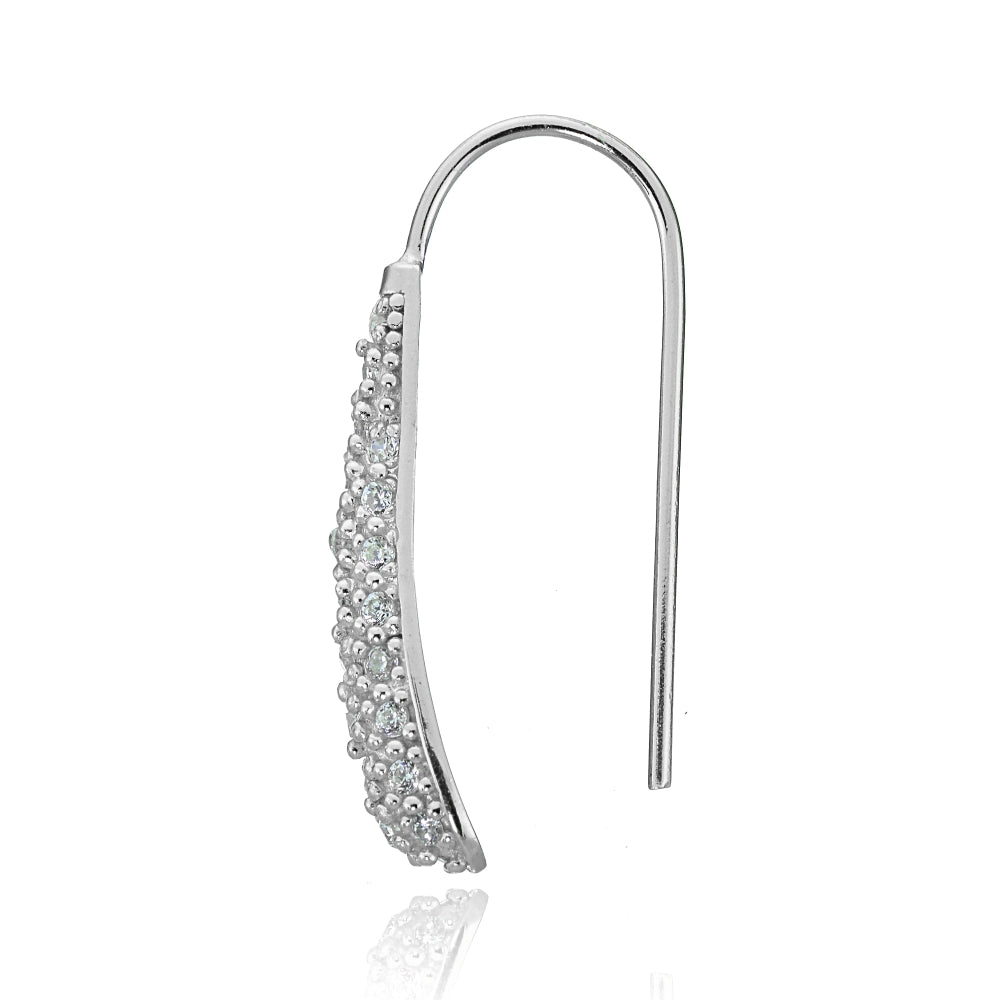 Sterling Silver Cubic Zirconia Teardrop Drop Hook Earrings-3