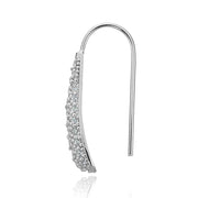 Sterling Silver Cubic Zirconia Teardrop Drop Hook Earrings