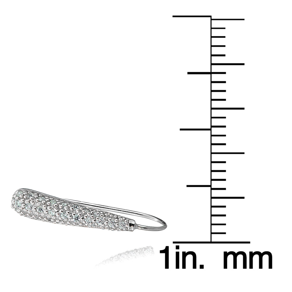 Sterling Silver Cubic Zirconia Teardrop Drop Hook Earrings-4